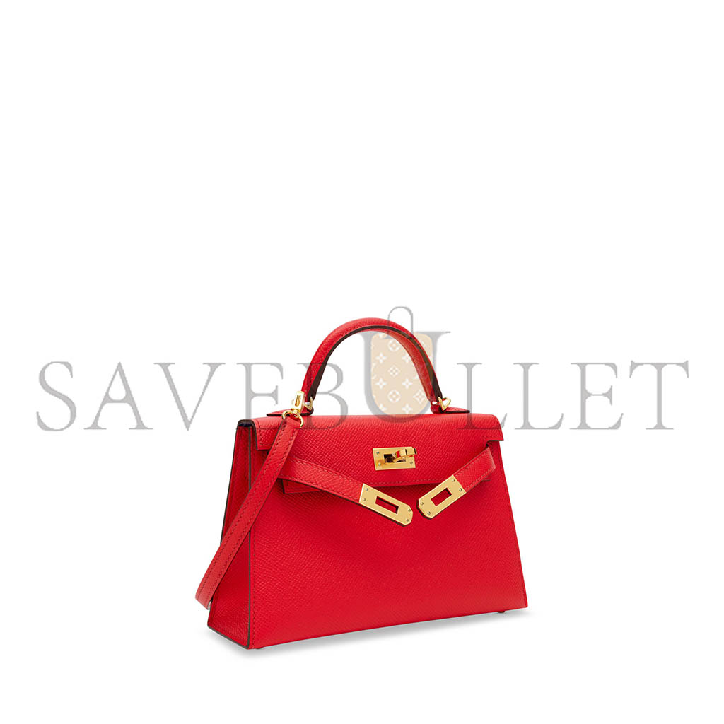 HERMÈS MASTER MINI KELLY II EPSOM HEART RED GOLD BUCKLE (19*12*5.5cm)